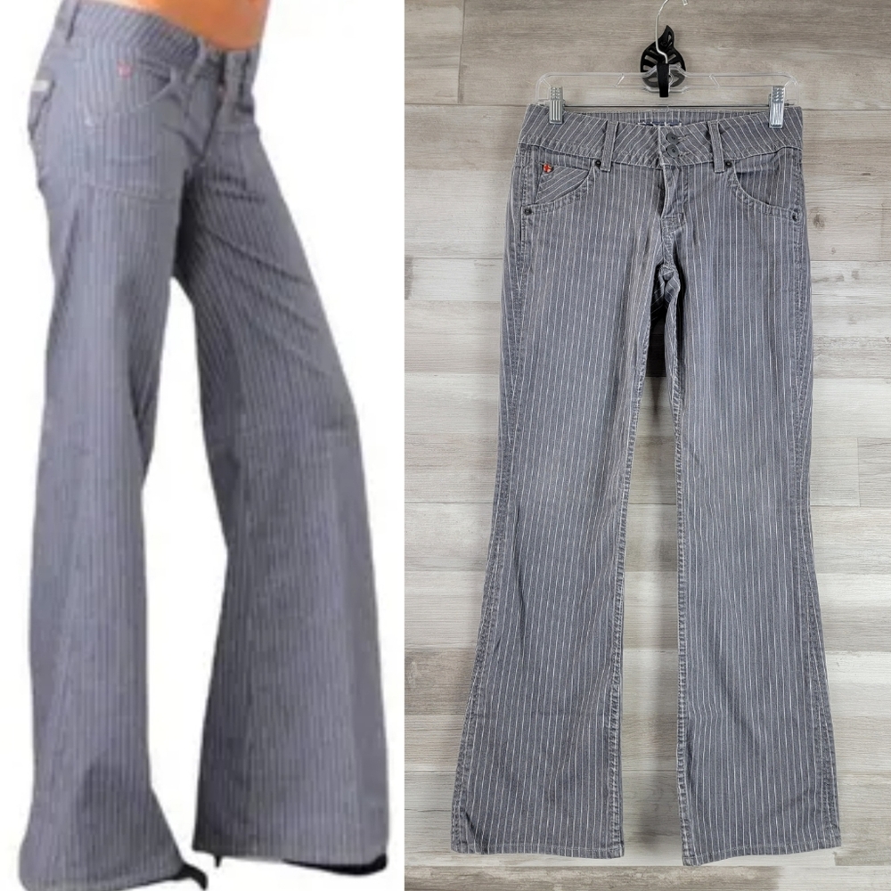 Hudson Jeans Low Rise Flare Gray Stripe Flap Pocket #W170R